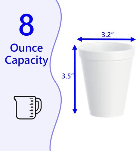 Miniatura 2 de Mr Miracle Vasos de espuma de poliestireno de 8 onzas, tazas de café desechables (paquete de 100), tazas de espuma blanca aisladas para bebidas