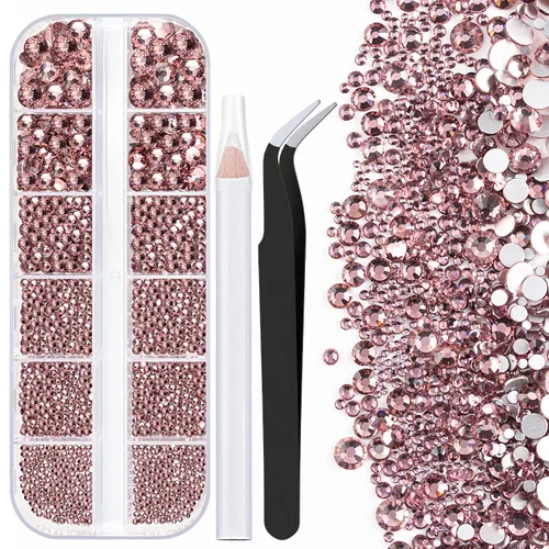 Miniatura 33 de Dos paquetes de diamantes de imitación de parte trasera plana, 4520 piezas, diamantes de imitación coloridos para uñas, multicolor + AB + gemas