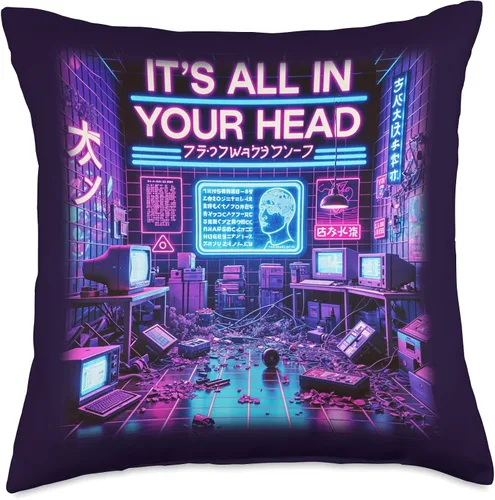 Miniatura 4 de It's All In Your Head Cyberpunk - Almohada estética japonesa con ondas de vapor
