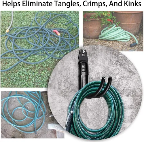 Miniatura 5 de JUXYES Soporte de carrete de tubería de jardín resistente para montaje en pared, colgador de automóvil y cable, soporte de carrete de tubo