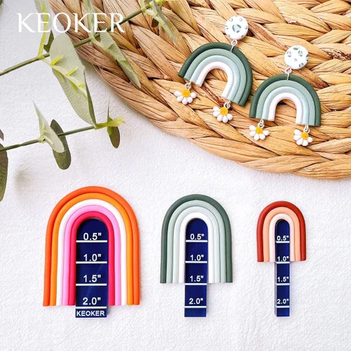 Miniatura 5 de Keoker Juego de guía de arco iris acrílico de arcilla polimérica, aretes de arcilla polimérica, suministros de joyería, 3 tamaños de arete