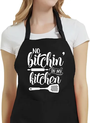 Delantales divertidos para mujer con bolsillos, delantal ajustable lindo para cocinero de cocina, hornear, regalos de cocina para cumpleaños de mamá