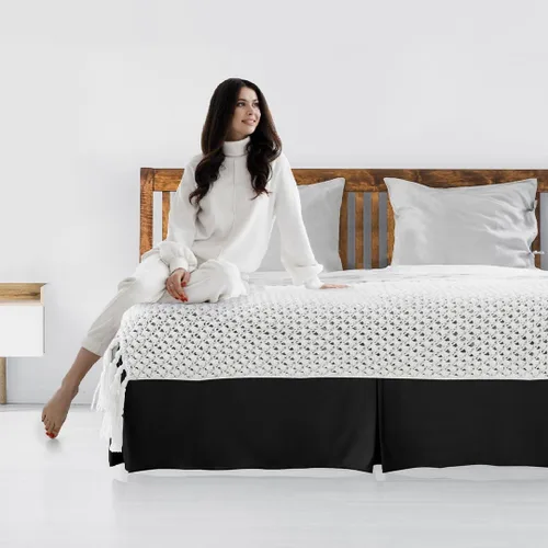 Miniatura 6 de LUX Décor Falda de Cama King de 16 Pulgadas de Caída - Falda de Cama Plisada de Microfibra Cepillada - Fácil Ajuste, Resistente a Arrugas y Negro
