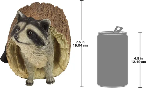 Miniatura 8 de Design Toscano Bandit the Raccoon - Estatua de animal de jardín para interiores y exteriores, 10 pulgadas de largo, resina de piedra fundida