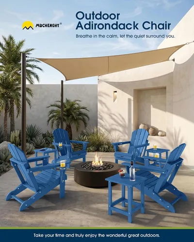 Miniatura 10 de MUCHENGHY Sillas Adirondack plegables HDPE resistentes a la intemperie, sillas para fogata de patio, silla exterior resistente, sillas de césped