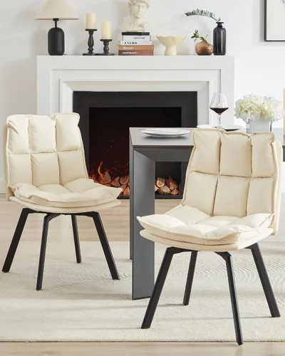 BedsPick Juego de 2 sillas de comedor giratorias de 360°, silla de cocina tapizada de piel sintética, silla de comedor moderna de mediados de siglo