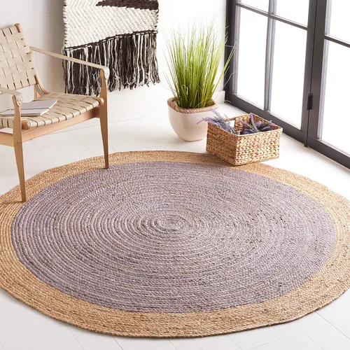 Miniatura 41 de SAFAVIEH Alfombra de Área Redonda de 10' - Colección de Fibra Natural - Verde y Marrón Natural, Yute Hecho a Mano, Diseño de Borde Trenzado (NF801G)