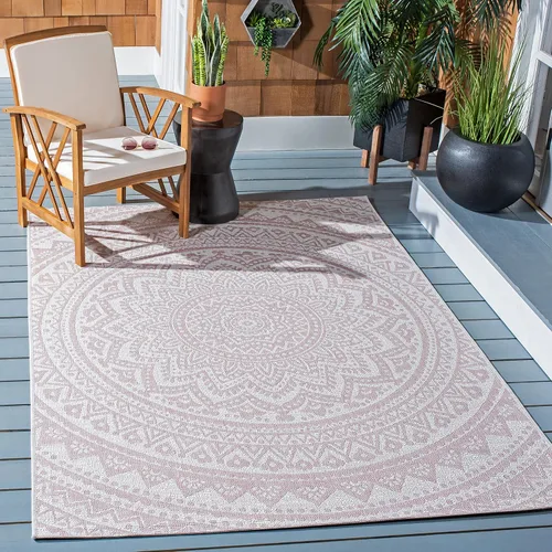 Miniatura 67 de SAFAVIEH Alfombra lavable para exteriores, colección Courtyard - Pasillo de 2.3 x 8 pies, color beige claro y marrón claro, no desprende pelusa