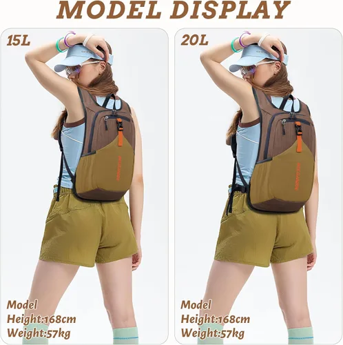 Miniatura 5 de BECOJADDE - Mochila de senderismo pequeña de 15 L para hombres y mujeres, plegable y ultraligera, para viajes, camping y actividades al aire libre