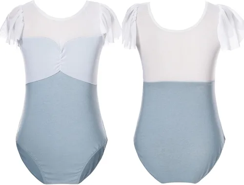 Miniatura 21 de JEATHA Leotardos de ballet para niñas, camisetas de baile, bailarina, encaje floral, con botones, entrepierna