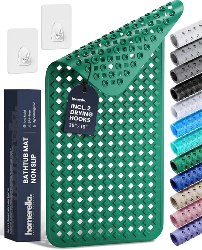 Miniatura 9 de Homerella® Alfombrilla de Bañera Antideslizante 35x16, Incl. Ganchos para Secar, Extra Larga, 100% Libre de BPA, Alfombrilla de Ducha Antideslizante