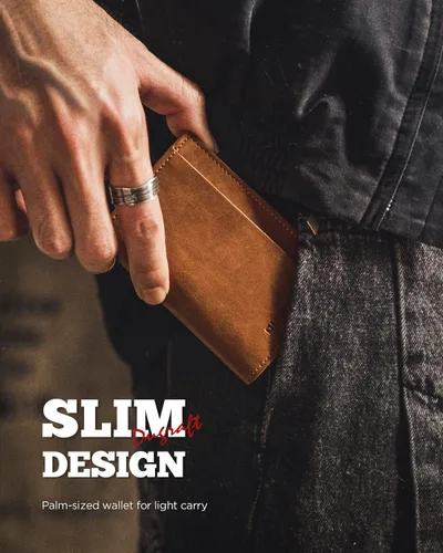 Miniatura 5 de DUGRAFT Billetera desplegable con ventana de identificación, soporte delgado para tarjetas de crédito con bloqueo RFID, funda minimalista