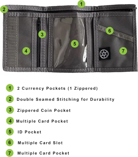 Miniatura 3 de Cartera triple de nailon con bolsillo para monedas, Granite, Billetera triple