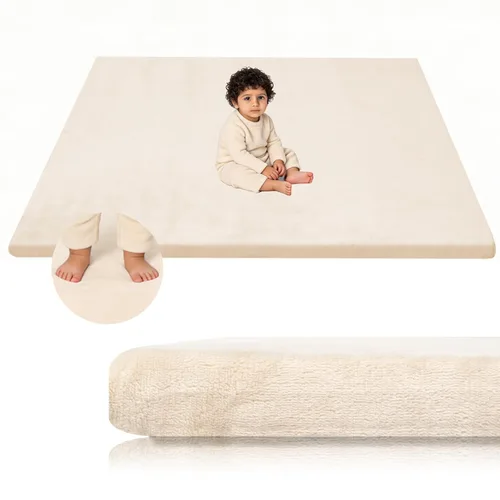 Miniatura 11 de Tapete de juego de terciopelo para bebé, 1.3 pulgadas de grosor, espuma elástica de 47 x 47 pulgadas, con funda de terciopelo extraíble y lavable