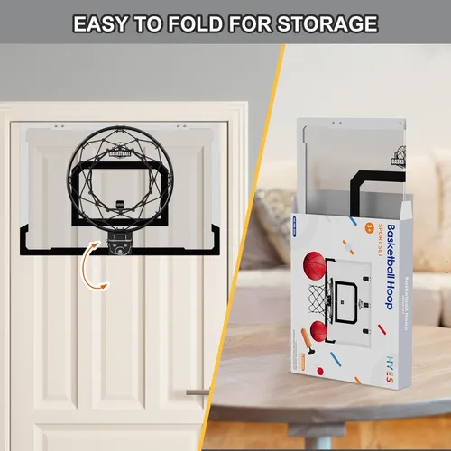 Miniatura 5 de HYES Aro de baloncesto grande de 24" x 16" pulgadas para interiores para adultos, aro de baloncesto sobre la puerta con tablero resistente, juguetes