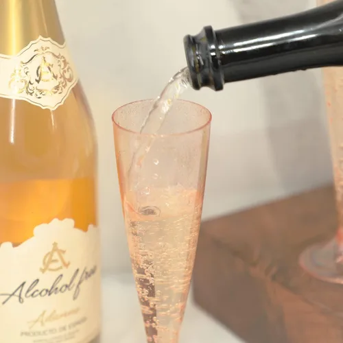 Miniatura 7 de Homy Feel Paquete de 30 copas de vino de plástico oro rosa con purpurina, copas de champán de 5 onzas desechables para fiestas, copas de champán