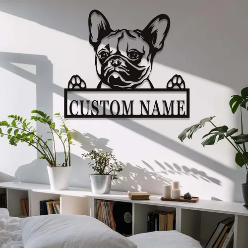 Miniatura 2 de Letrero personalizado de bulldog francés – Letrero personalizado para perro, arte de pared de metal, regalo conmemorativo para amantes