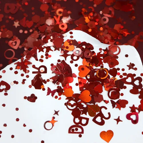 Miniatura 3 de 12 rejillas de San Valentín 3D corazón purpurina uñas lentejuelas corazón rojo purpurina copos corazones arte de uñas con purpurina brillantes