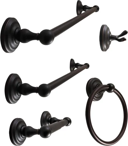 Miniatura 10 de SENTO ROBIKI - Juego de accesorios de baño modernos plateados, incluye gancho para bata, soporte para papel higiénico, toallero, barra de toalla