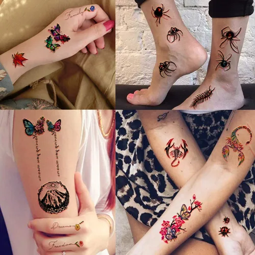 Miniatura 8 de Yazhiji 49 hojas de tatuajes temporales para mujeres y hombres 3D extra grandes, impermeables, sexy, flores, kits de tatuajes falsos Color flower