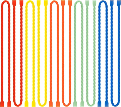 Miniatura 8 de 20 bridas de silicona para cables, reutilizables, de goma, flexibles, con núcleo de acero, para agrupar y sostener, ataduras multiusos