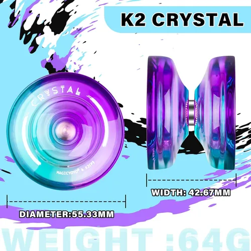 Miniatura 6 de MAGICYOYO K2 Cristal Yoyo Sensible para Niños Principiantes con Extra Rodamiento Yo Yo No Sensible, Yoyo Profesional de Plástico para Adultos+12