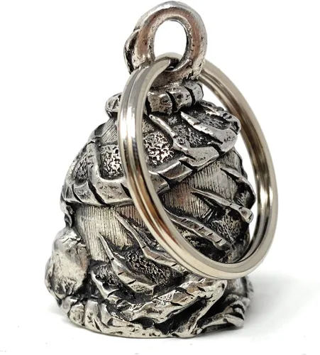 Miniatura 5 de Bravo Bells Skull Dragon Bell - Accesorio de campana de motociclista o llavero para buena suerte en la carretera