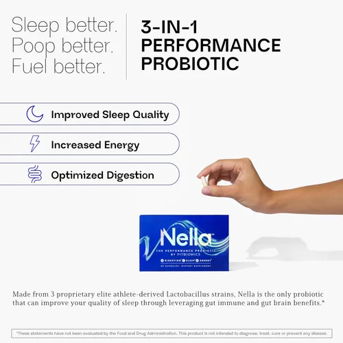 Miniatura 2 de Nella - Suplementos de salud intestinal para mujeres y hombres (30 cápsulas), probióticos potenciadores de energía para la salud digestiva, 3 cepas