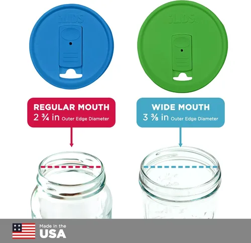 Miniatura 7 de Mason Jar - Tapa para bebida, boca regular, fabricada en Estados Unidos, color azul aguamarina, paquete de 2
