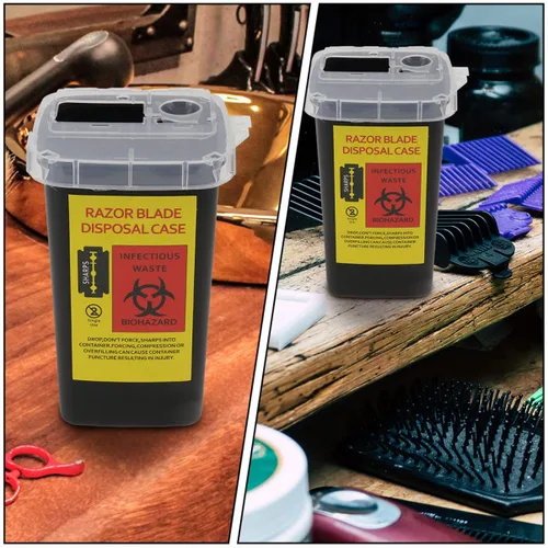 Miniatura 9 de KALLORY 2 cajas de afeitadora de peluquero organizador seguro de eliminación de cuchillas y navajas, suministros portátiles para recolección