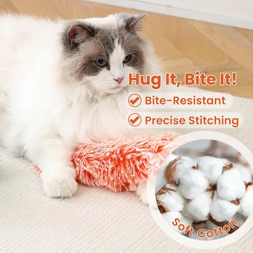 Miniatura 5 de Paquete de 3 juguetes de almohada para gatos con hierba gatera, juguetes de felpa suave, juguetes interactivos para masticar gatitos, juguetes