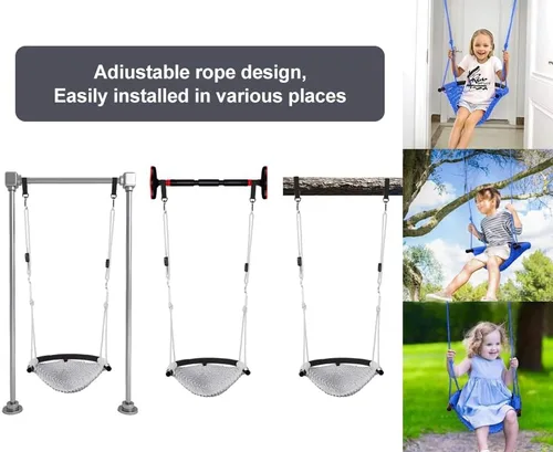Miniatura 2 de Asiento de columpio para niños pequeños tejido a mano para niños con cuerdas ajustables, juego de columpios Little Tikes, para interiores y Gris