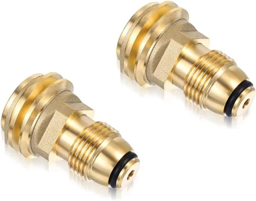 Adaptadores de tanque de propano que convierten la válvula de servicio POL del tanque LP a QCC1 latón sólido ajuste universal (paquete de 2)