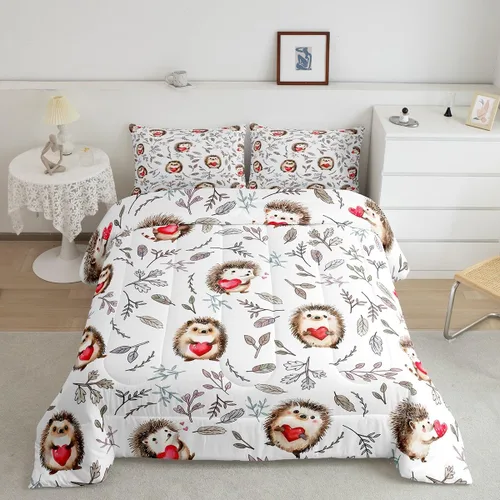 Miniatura 10 de Erosebridal Juego de ropa de cama de pingüinos de dibujos animados, tamaño matrimonial, juego de edredón de pingüinos lindos y divertidos, juego