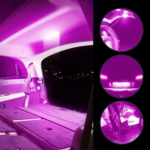 Miniatura 7 de Jeseny Bombilla LED rosa para interior de coche, paquete de 3, 24