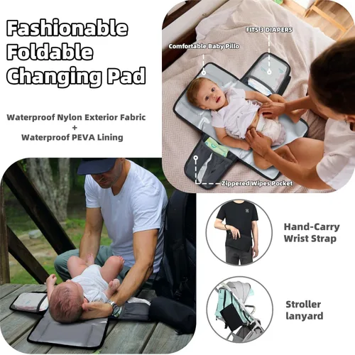 Miniatura 3 de ROSEGIN Mochila para pañales para papá y hombres, bolsa grande de viaje para bebé con cambiador, funda para chupete, parche de bandera extraíble