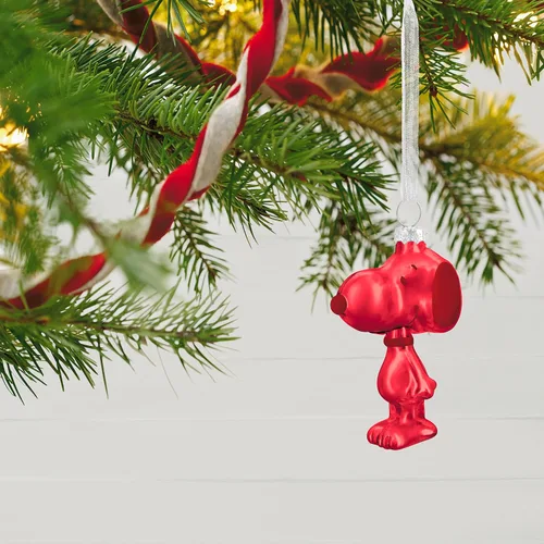 Miniatura 6 de Adornos de Navidad Hallmark Keepsake 2023, Snoopy del grupo de Peanuts, adorno de vidrio, juego de 6, regalos para fanáticos de Peanuts