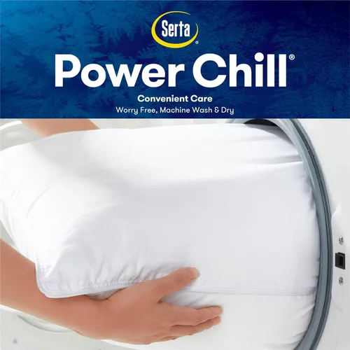 Miniatura 6 de Serta Power Chill - Almohadas de cama alternativas de plumón medio/firme para personas que duermen de lado, estómago o espalda (paquete de 2)