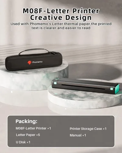 Miniatura 7 de Phomemo Impresora portátil - Impresora portátil inalámbrica para viajes, compatible con iOS y Android y laptop, mini impresora móvil Bluetooth