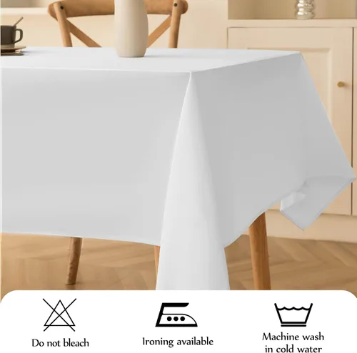 Miniatura 5 de Mantel rectangular de 60 x 102 pulgadas, color blanco, 1 paquete de manteles para 6ft, resistentes a las manchas, decorativo, lavable, de poliéster