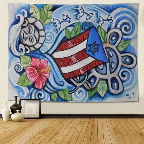 Kizon Arte para colgar en la pared de la bandera de Puerto Rico, tapiz boricua puertorriqueño para sala de estar, dormitorio, 60 x 40 pulgadas