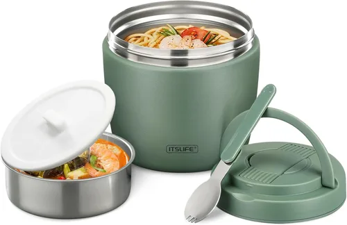 Termo de Sopa para Comida Caliente Frasco de Comida Aislado 32oz, Contenedor de Almuerzo de Acero Inoxidable con Aislamiento al Vacío - Termo de