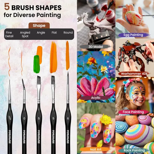 Miniatura 3 de Juego de 15 pinceles de pintura con microdetalles con estuche portátil para pintura al óleo, acuarela y acrílica, juego de pinceles de pintura