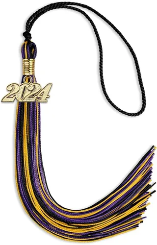 Miniatura 144 de Endea Graduation Borla mixta de triple color con gota de fecha dorada (negro/dorado/blanco, 2021)