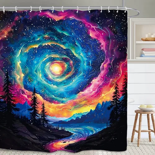 Miniatura 17 de Cortina de ducha gótica del zodiaco con fases lunares, constelación, astrología, galaxia, misteriosa, tarot, bruja, estética, 60 pulgadas de ancho
