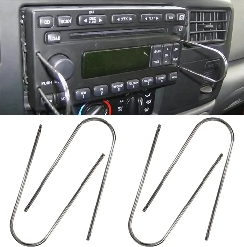 Dickno 4 piezas de herramientas de extracción de radio de automóvil, en forma de U, kit de herramientas de liberación estéreo automático de acero