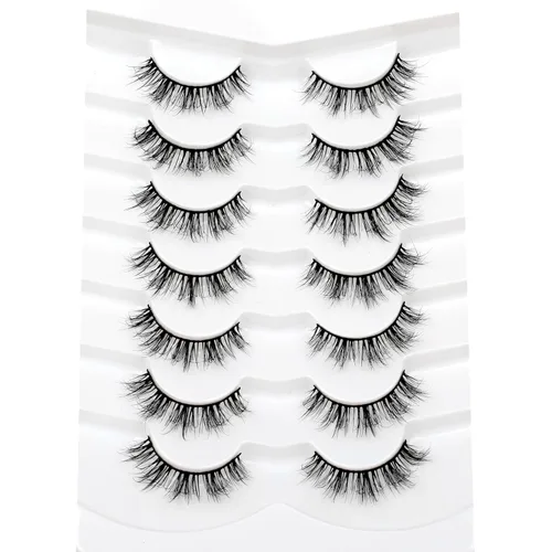 Miniatura 270 de Pooplunch - Pestañas postizas finas de visón sintético, estilo ojo de gato, naturales, cruzadas, tipo racimo, efecto 8D de volumen, tiras