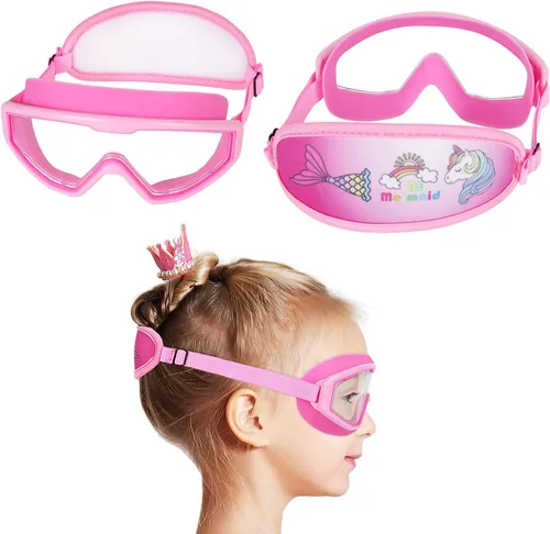 Miniatura 14 de Kids Swim Goggles Age 3-8, Toddler Goggles No Hair Pull,Child Swimming Mask Fabric Strap 1 máscara infantil - Blue Dino