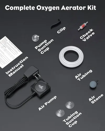 Miniatura 7 de Pawfly Mini bomba de aire para acuario, kit aireador de oxígeno ultra silencioso para peceras de 1 a 15 galones con tubo de aire, piedra de aire