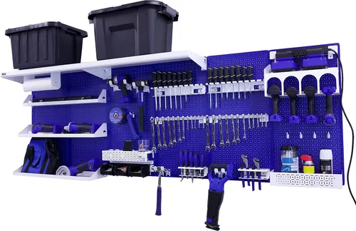 Miniatura 37 de OmniWall Weekend Warrior Ultimate Tool Kit - Sistema de Almacenamiento de Pared de Tablero de Clavos de Metal de 96" x 32" Negro/Naranja